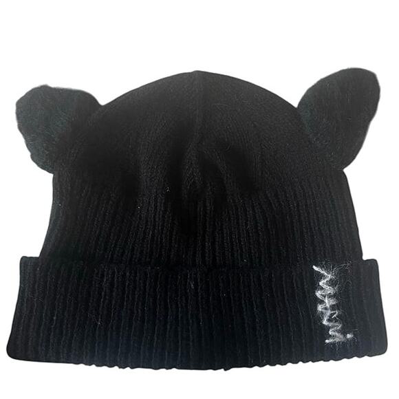 Marni Black Wool & Mohair Ears Beanie NWOT Size Large - Picture 3 of 8